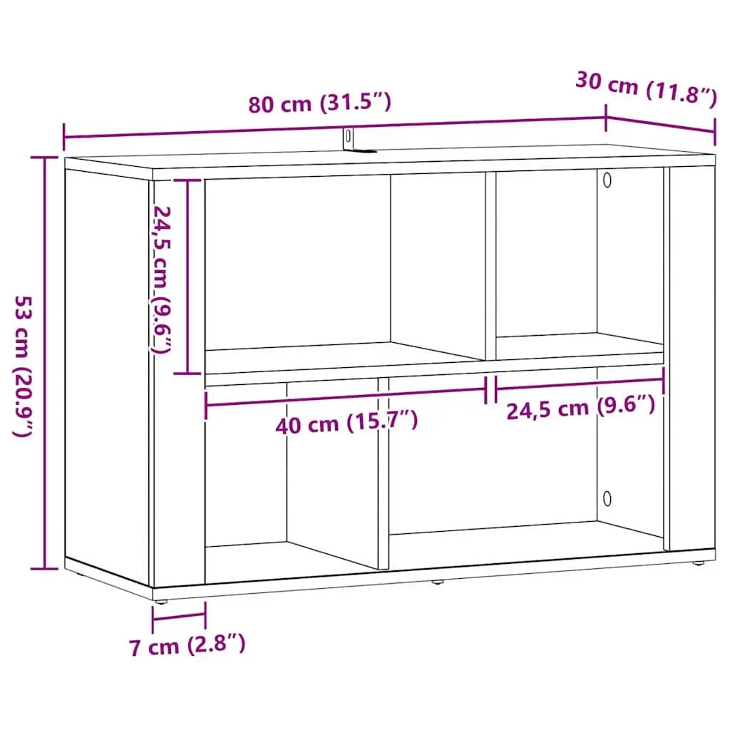 Engineered Wood Sideboard Storage Cabinet Black Oak 80x30x53cm Shelved Living Room