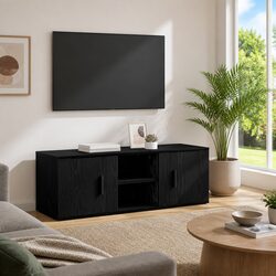 Compact Black TV Cabinet with Rustic Appeal
