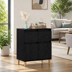 Concise Black Oak Sideboard with Drawer