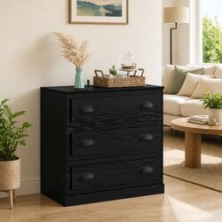Compact Black Oak 70cm Sideboard for Organized Spaces