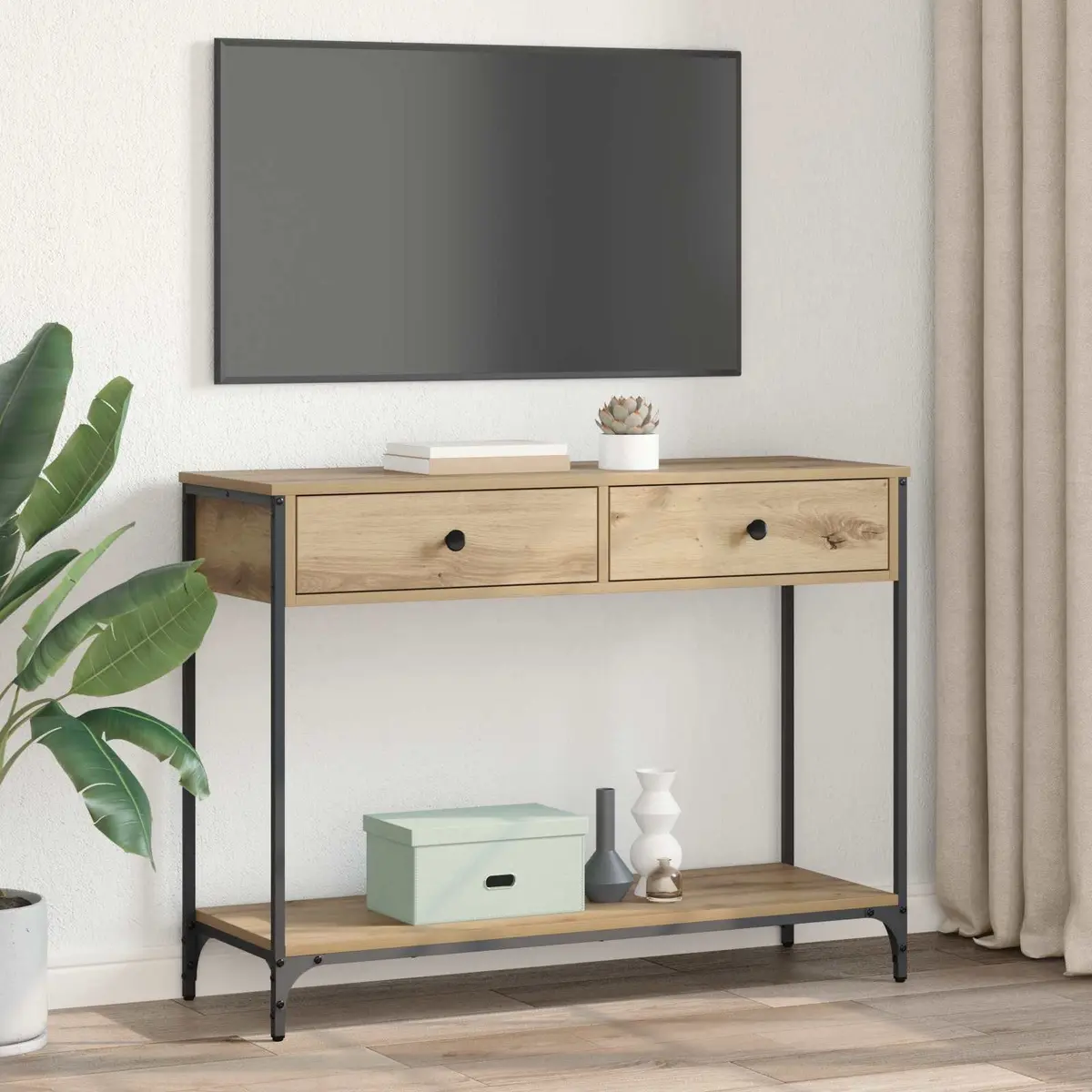 Console Table with Industrial Touch