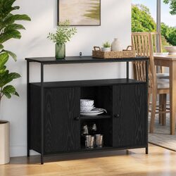 Concise Black Oak Sideboard for Efficient Storage