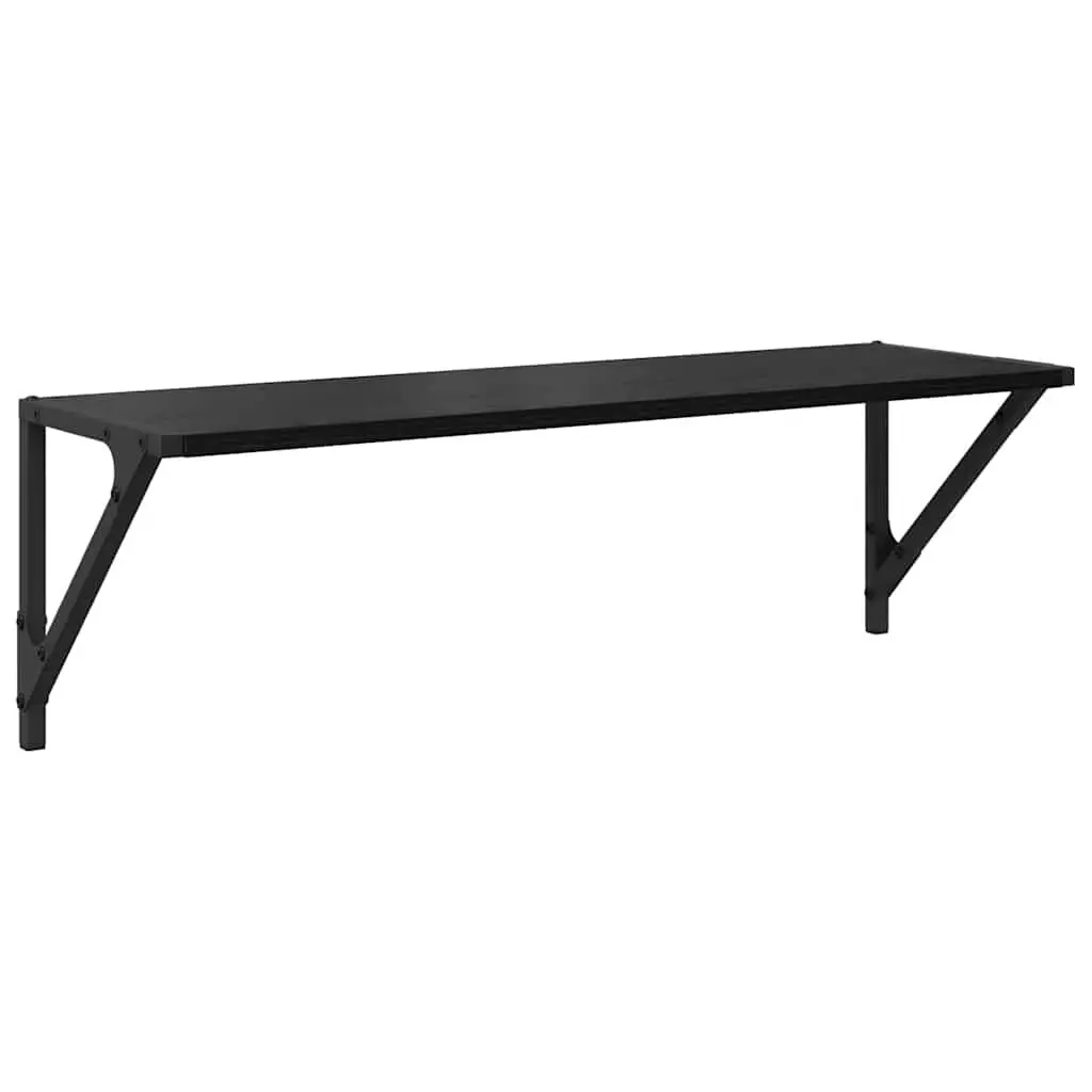 Wall Shelves Black Engineered Wood 80x25x25.5cm Floating Modern Set of 2