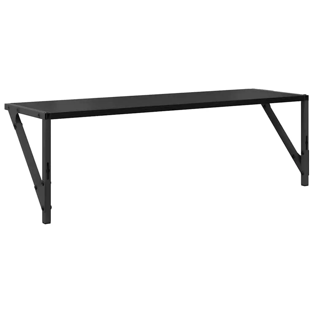 Wall Shelves Black Engineered Wood 80x25x25.5cm Floating Modern Set of 2