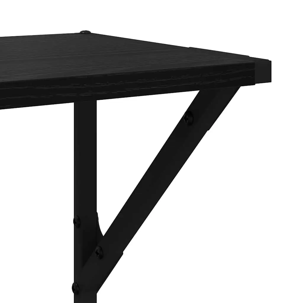 Wall Shelves Black Engineered Wood 80x25x25.5cm Floating Modern Set of 2