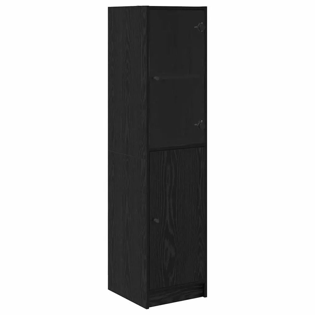 Black Oak Highboard Storage Cabinet Engineered Wood Dining Room Kitchen
