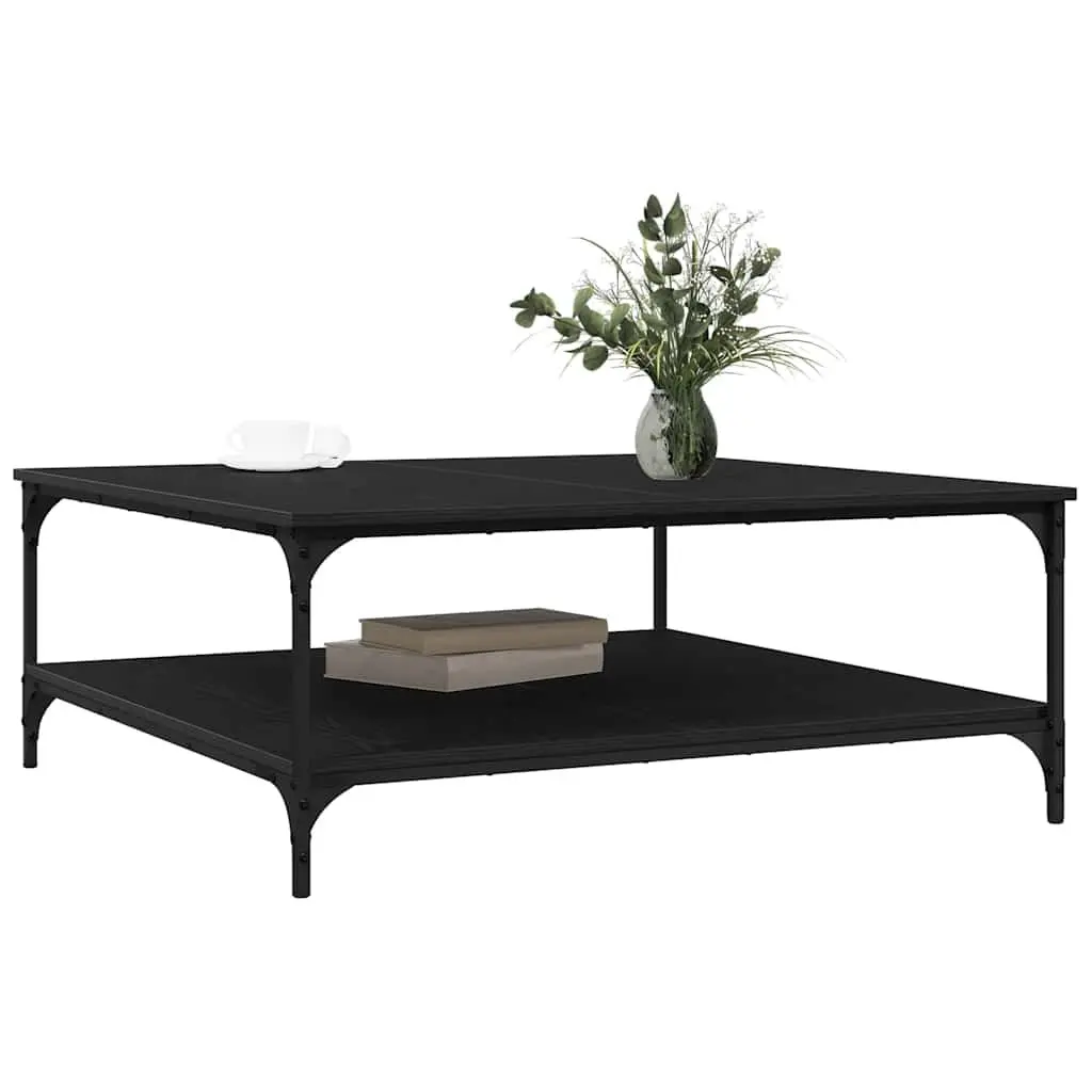 Industrial Coffee Table Black 100x100x40cm Storage Shelving