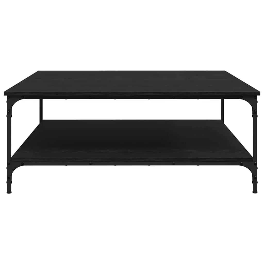 Industrial Coffee Table Black 100x100x40cm Storage Shelving