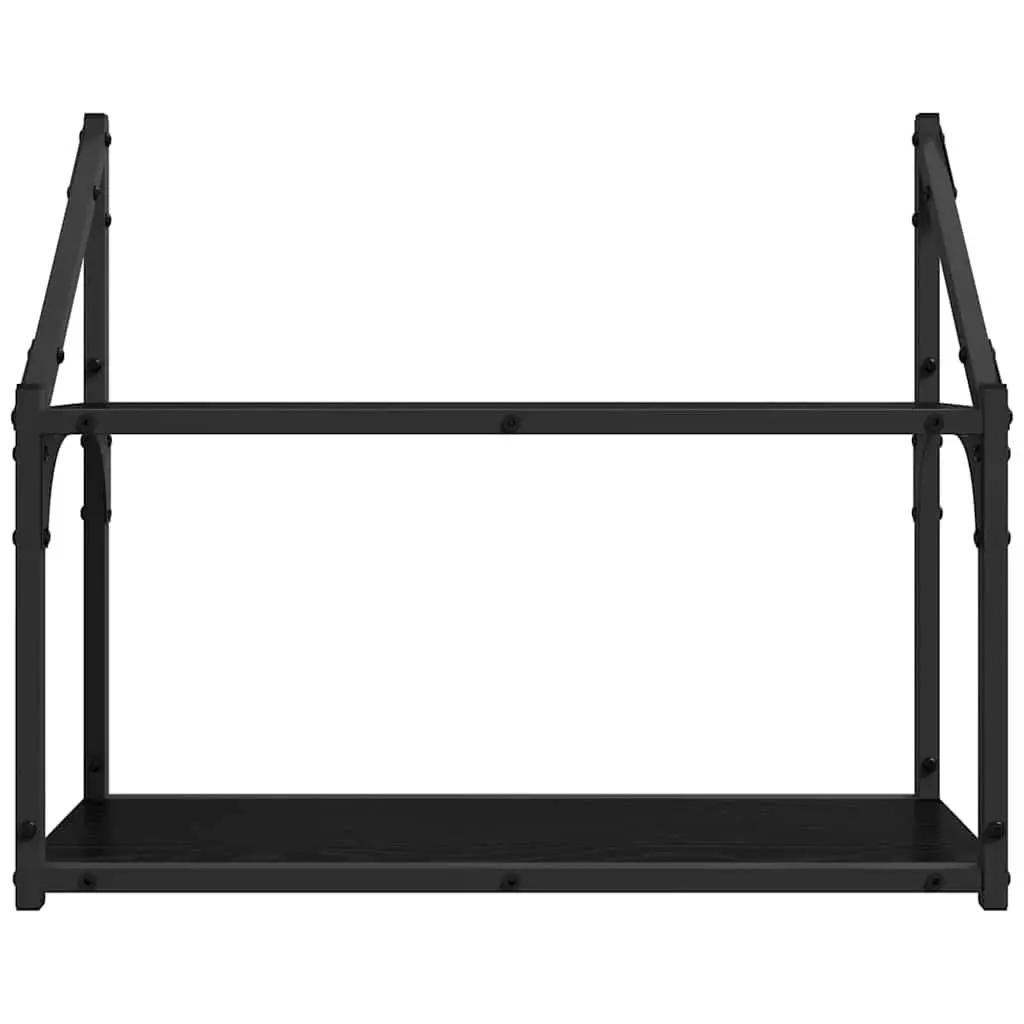 Wall Shelf Black Oak Engineered Wood Storage Display Shelving Unit 60 x 21 x 51