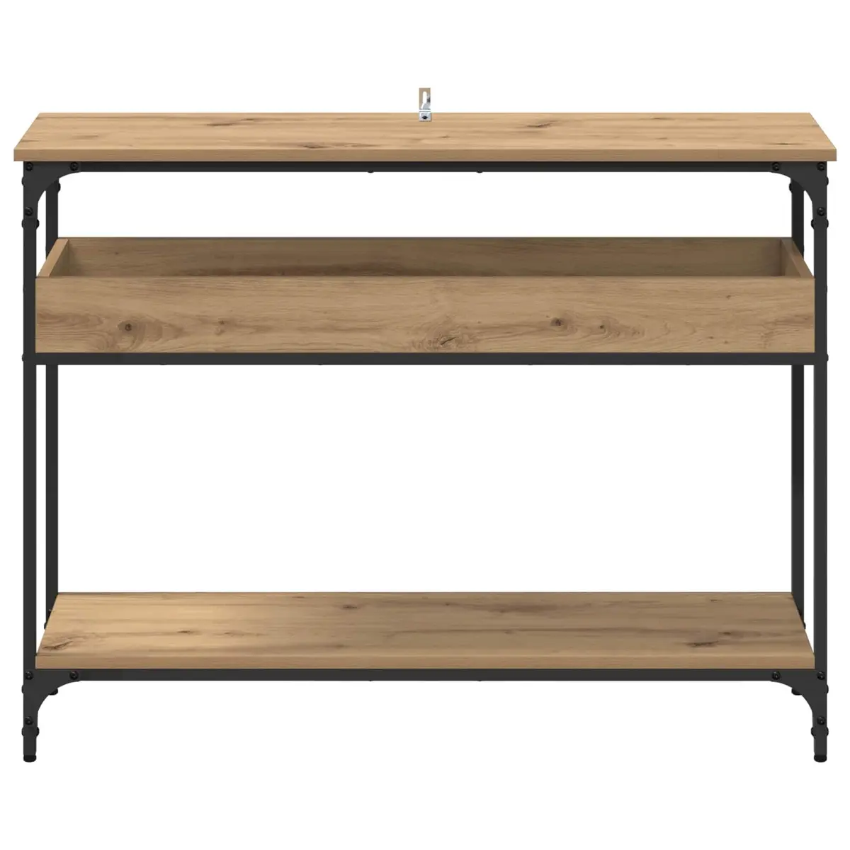 Console Table Brown Rectangular Engineered Wood Steel Frame Industrial Style