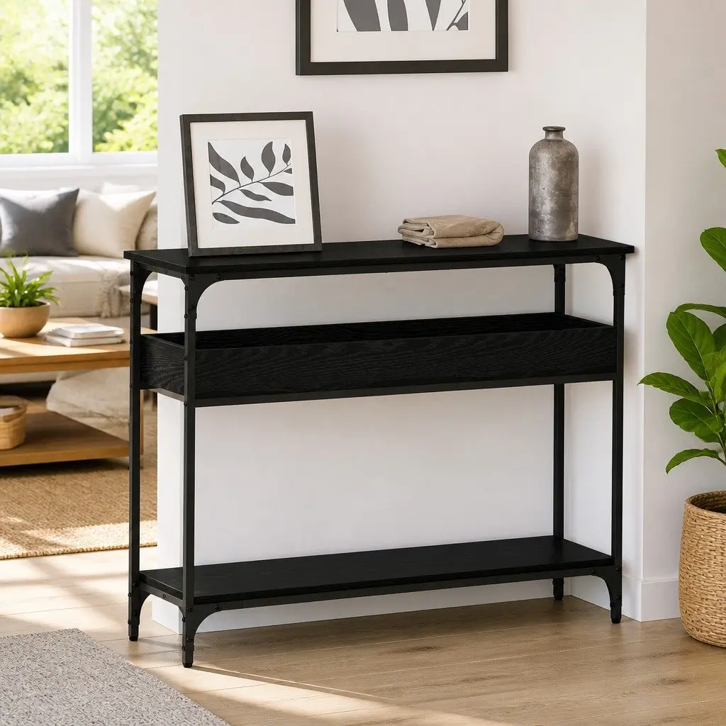Black Oak Console Table for Style and Utility