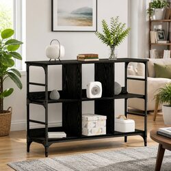 Sideboard Black Oak Modern Storage Cabinet 102 x 32 x 73.5 cm Buffet Furniture