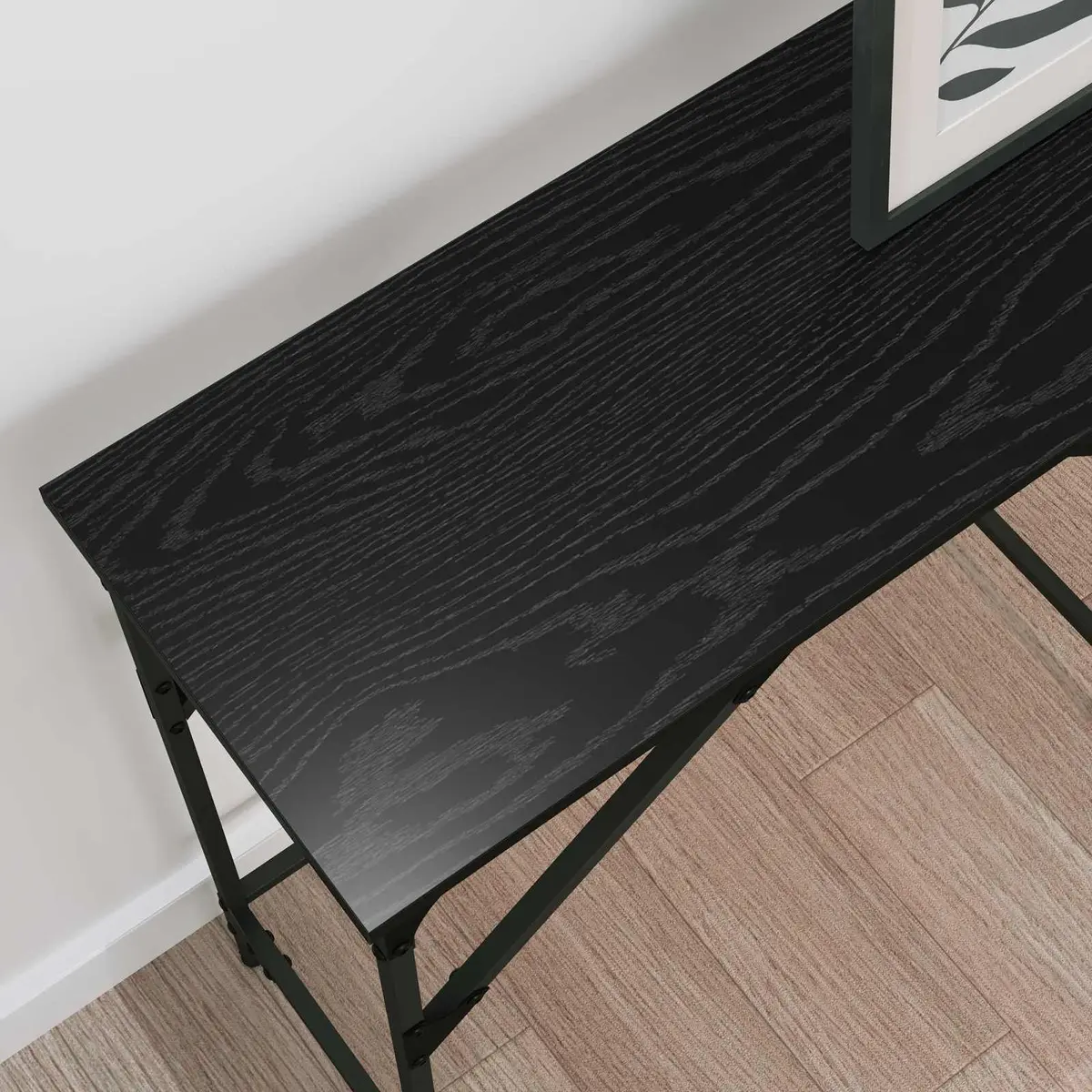 Console Table Black Oak 140cm Engineered Wood Industrial Style Hairpin Legs