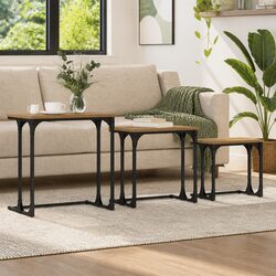 Concise Industrial Nesting Coffee Table Set - 3 Pieces
