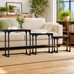 Compact Black Nesting Coffee Tables Set: 3 Pieces