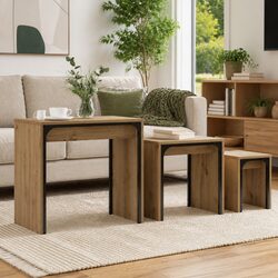 Compact Brown Nesting Coffee Table Set for Cozy Spaces