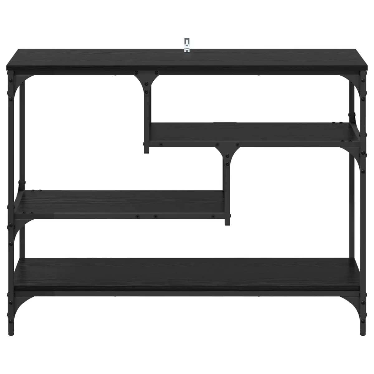 Console Table Black Narrow Industrial Style Engineered Wood Surface Steel Frame