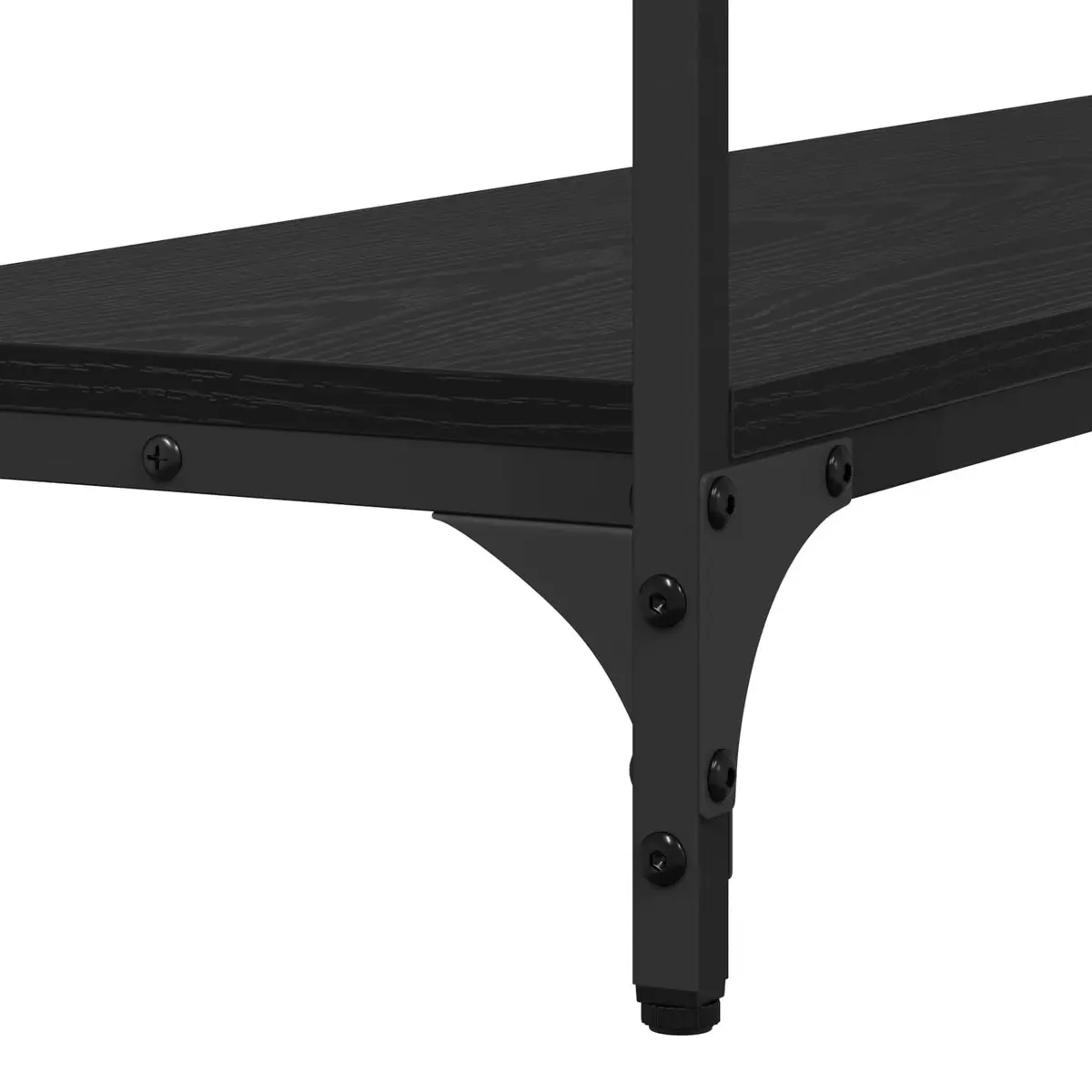 Console Table Black Narrow Industrial Style Engineered Wood Surface Steel Frame