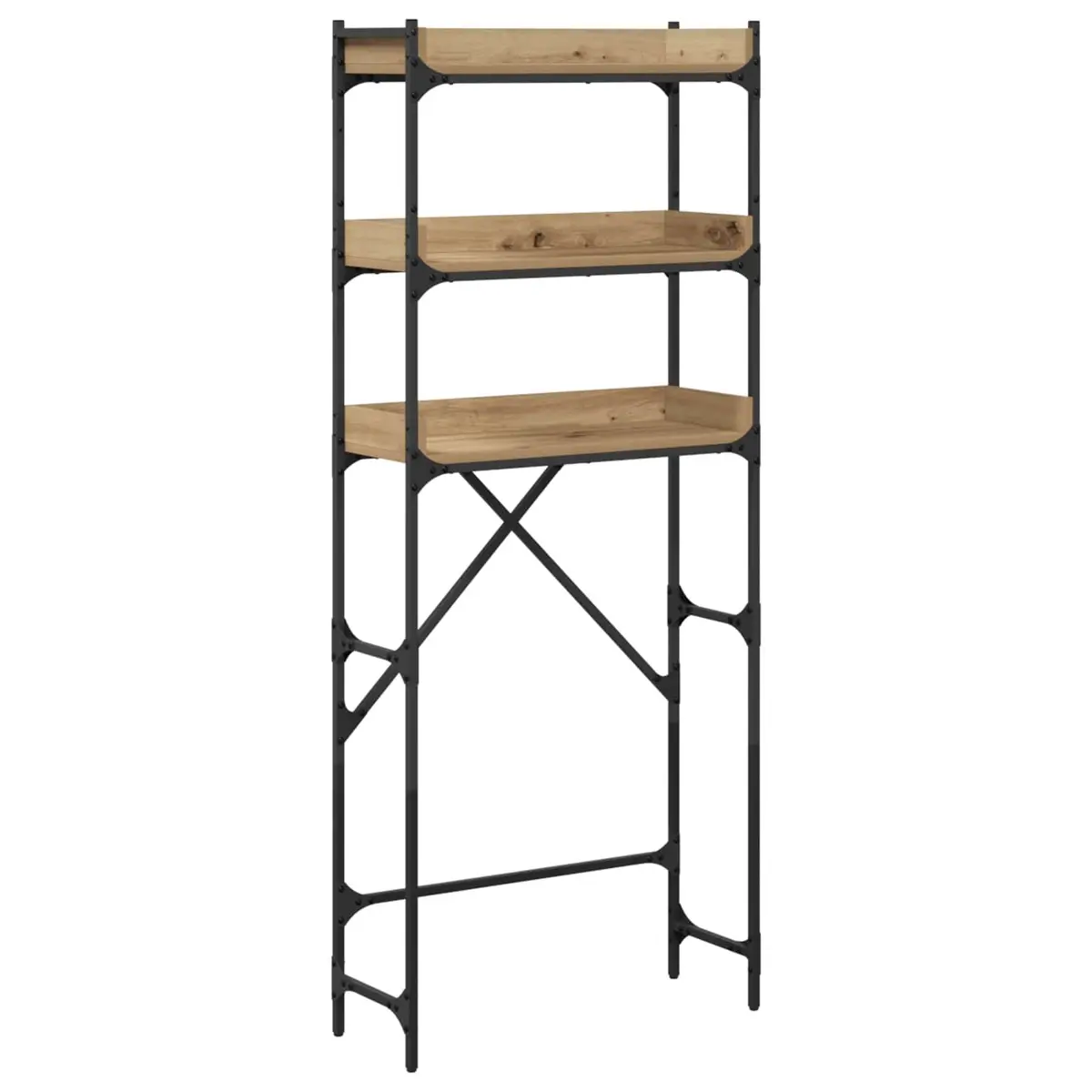Washing Machine Shelf Brown Modern Shelving Unit Durable Steel Frame Indoor Use