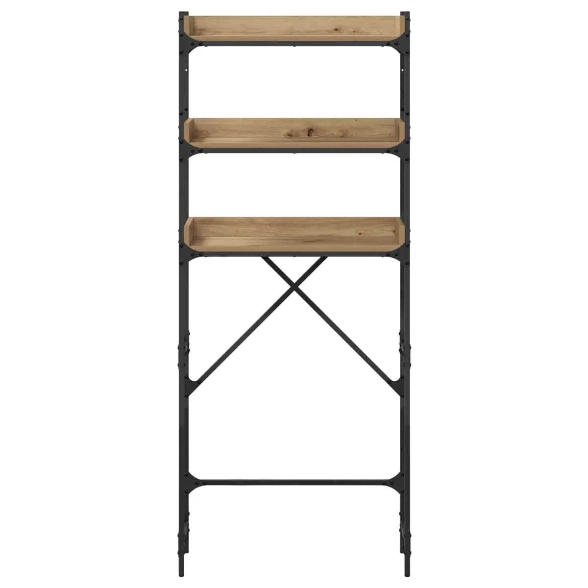 Washing Machine Shelf Brown Modern Shelving Unit Durable Steel Frame Indoor Use