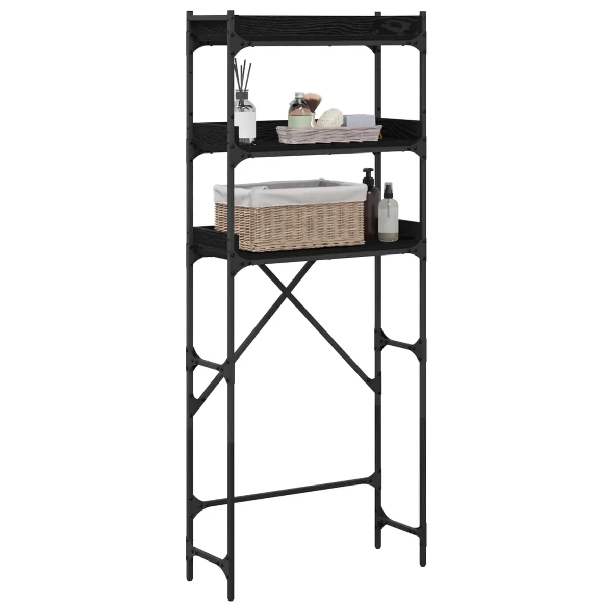 Washing Machine Shelf Laundry Room Storage Unit Modern Organiser Black
