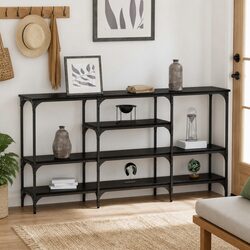 Concise and Modern Black Oak Console Table