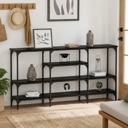 Concise and Modern Black Oak Console Table