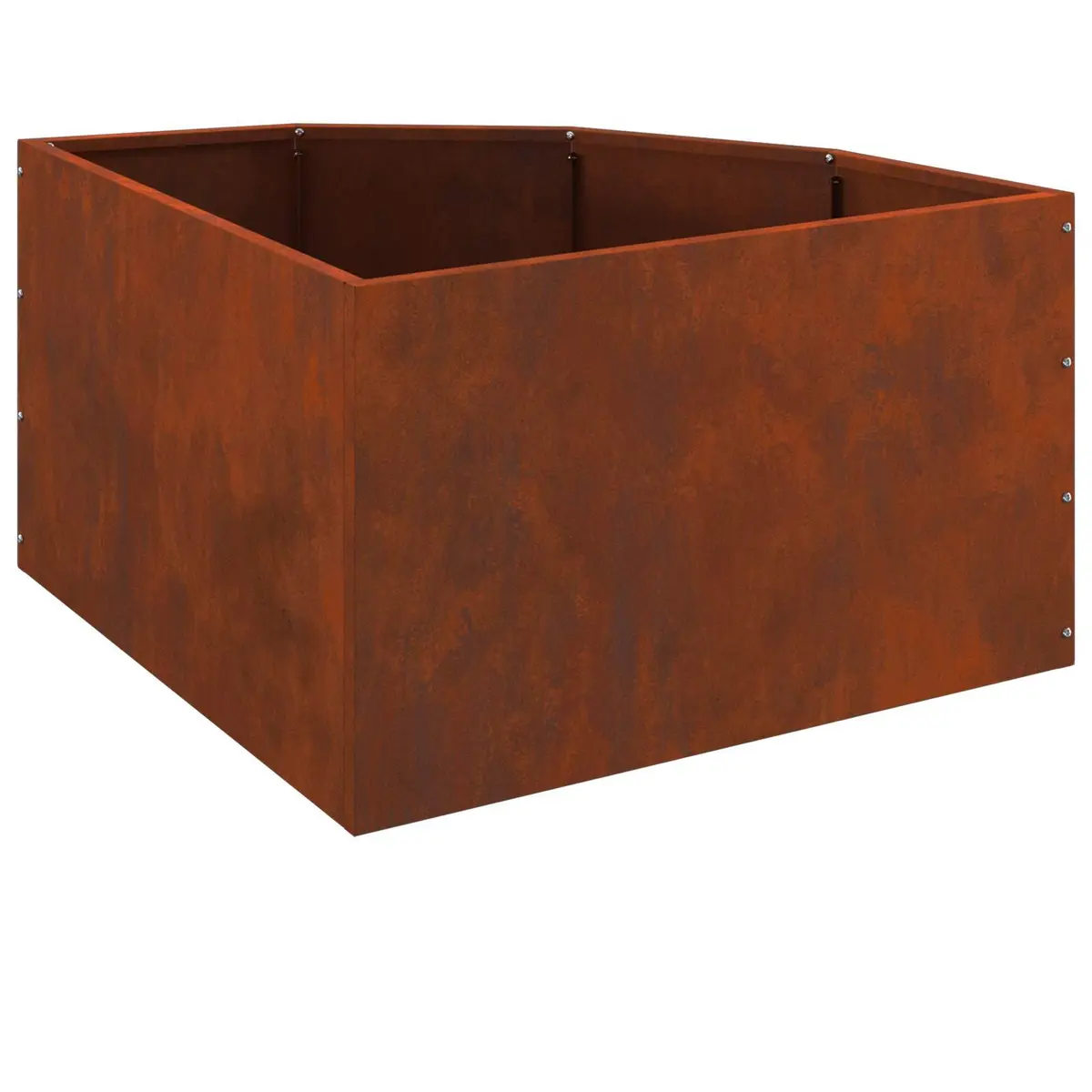 Corner Planter Brown 60x60x35cm Steel Outdoor Garden Patio Terrace