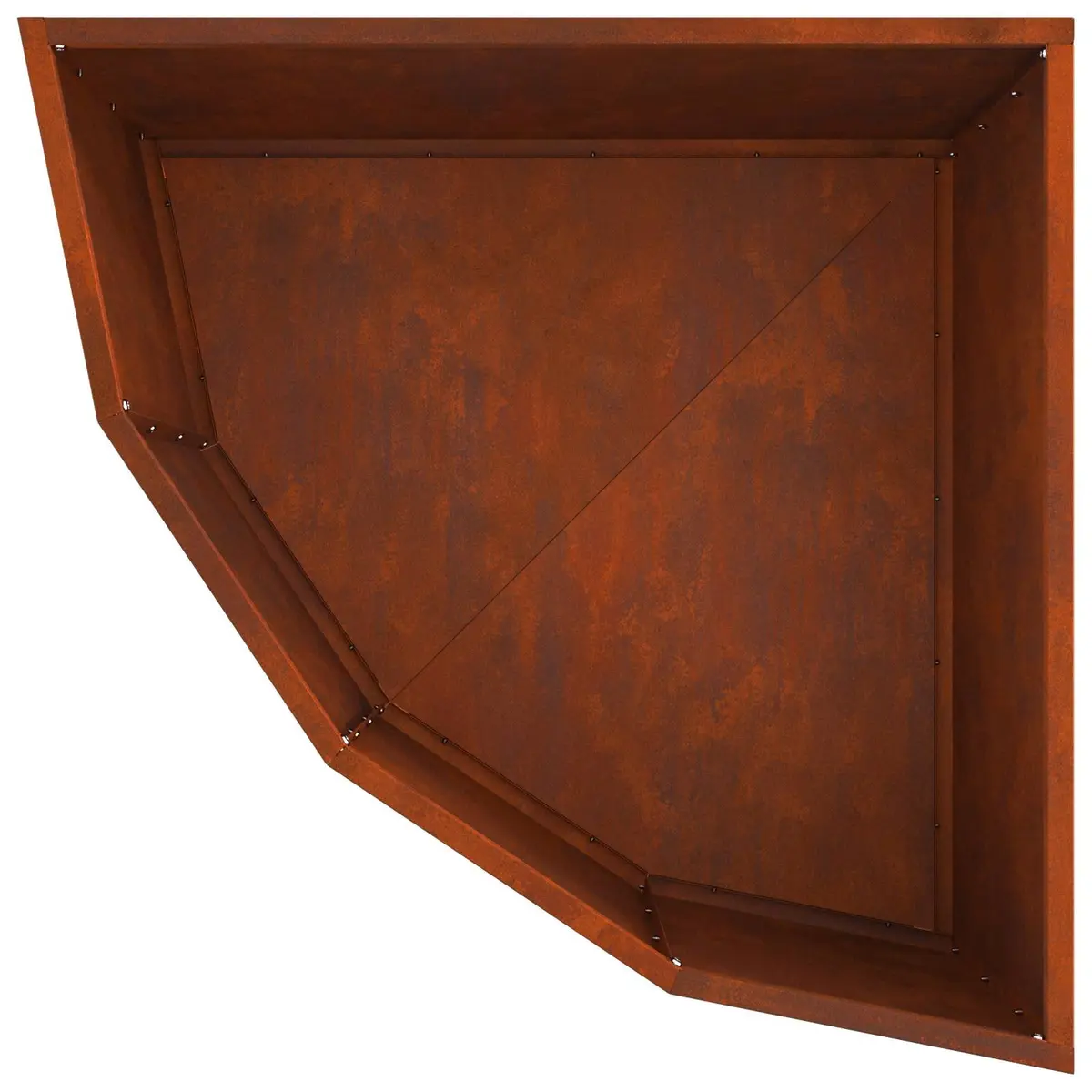Corner Planter Brown 60x60x35cm Steel Outdoor Garden Patio Terrace