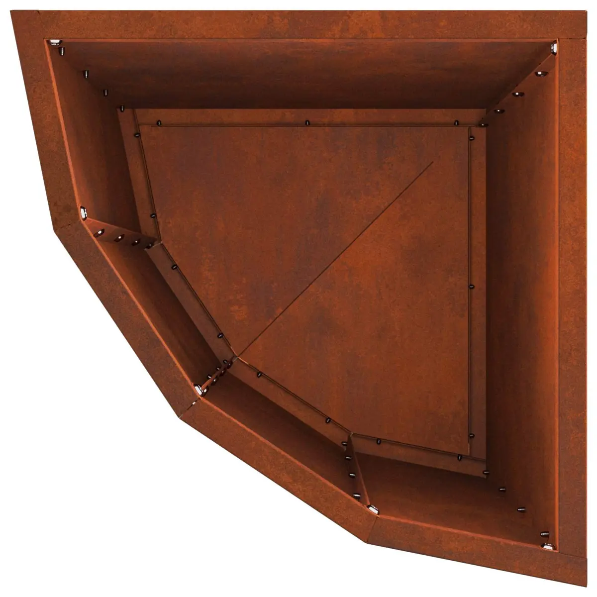 Corner Planter Brown 30x30x50cm Steel Weathering Outdoor Patio Raised Planter