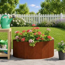 Half Round Garden Planter Outdoor Steel 90x45x35cm Weathering Design Terrace