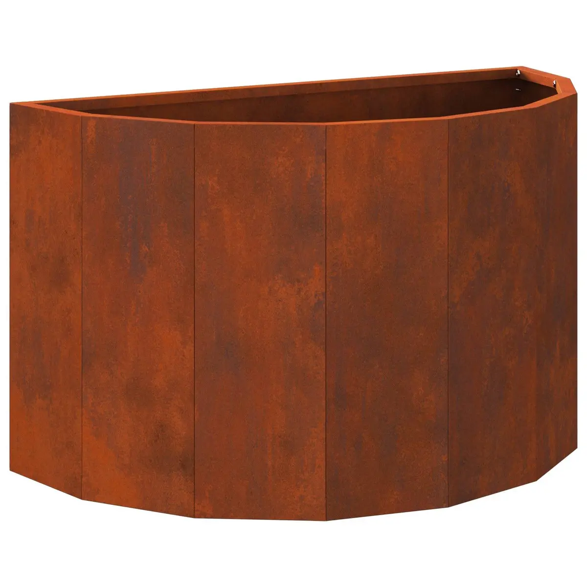 Half Round Garden Planter Brown 60x30x35cm Weathering Steel Outdoor