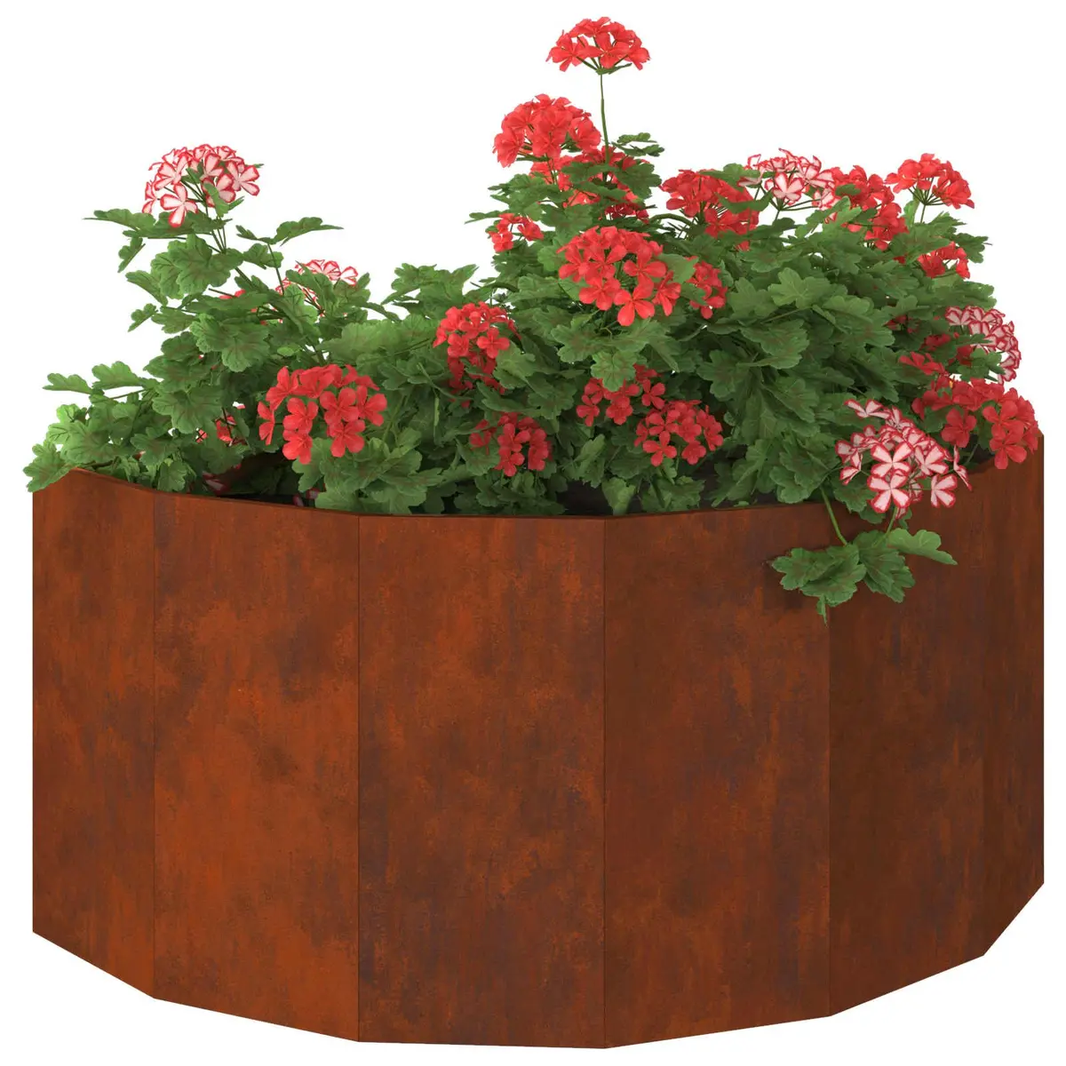 Half Round Garden Planter Brown 120x60x50cm Steel Outdoor Raised Bed
