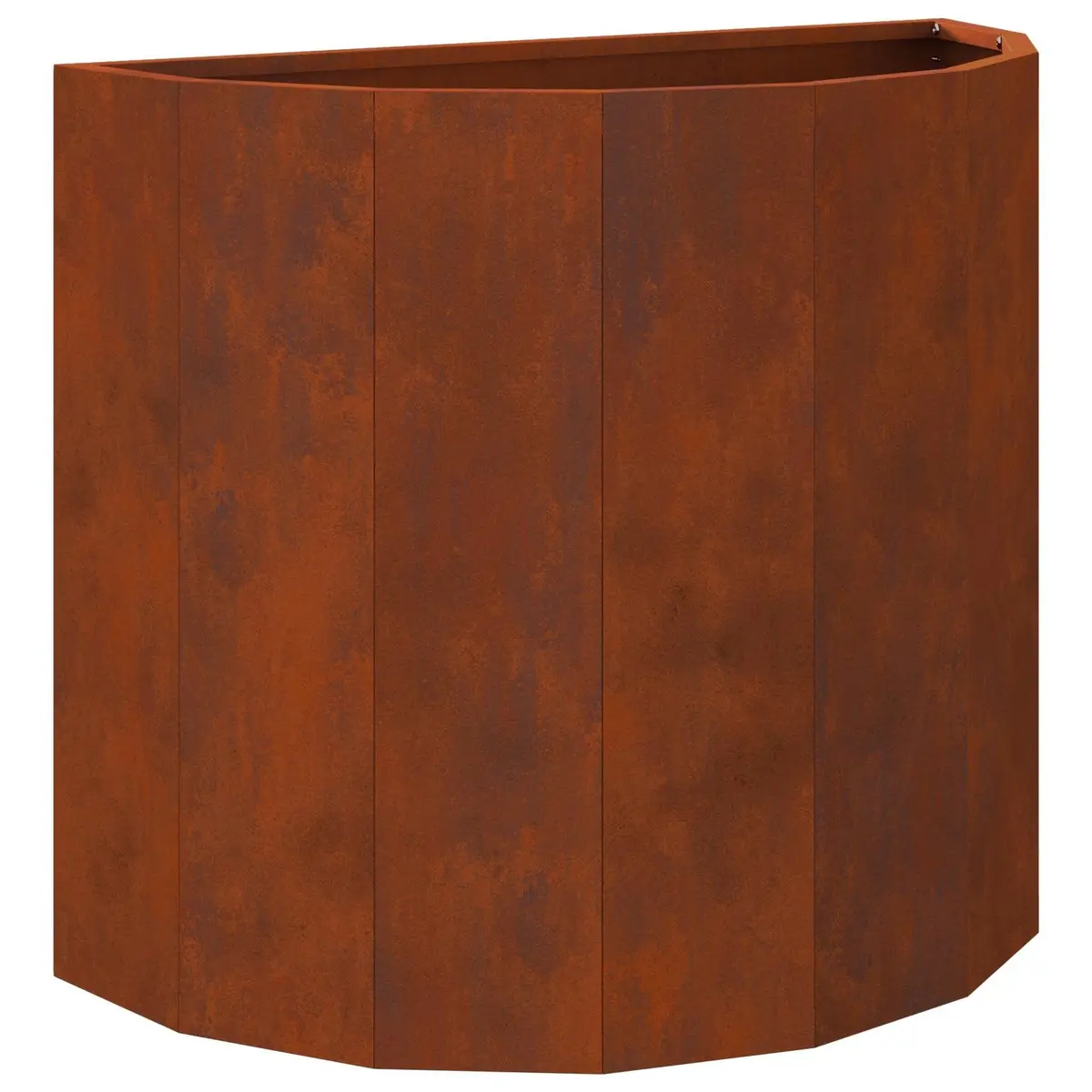 Half Round Garden Planter Brown 60x30x50cm Outdoor Weathering Steel