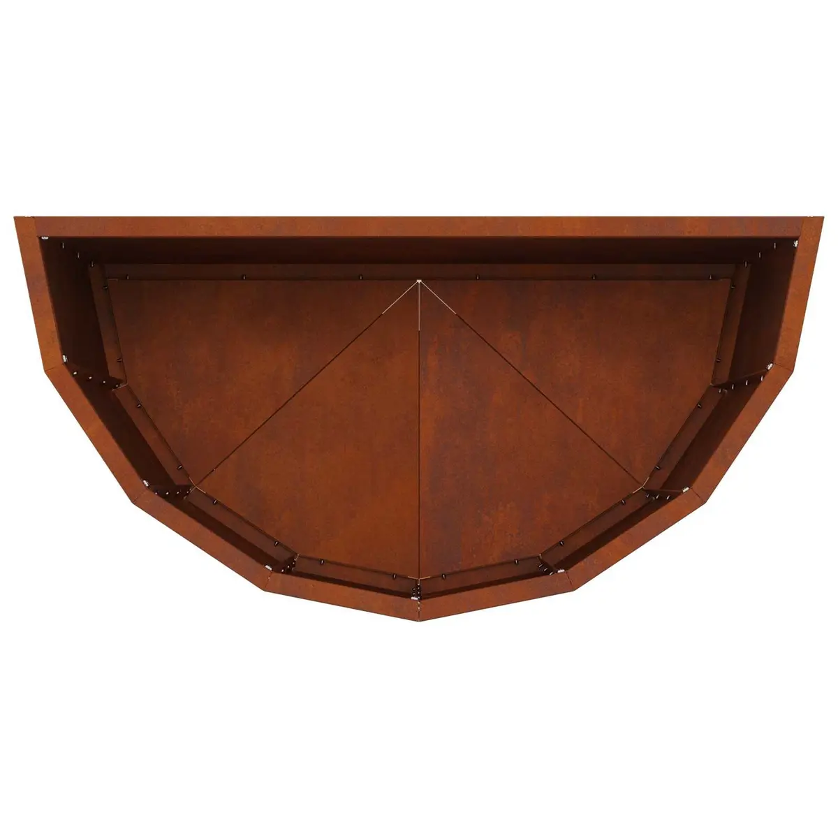 Half Round Garden Planter Brown 60x30x50cm Outdoor Weathering Steel