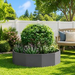 Round Steel Garden Planter Outdoor Patio Pot Large Durable Black 120x120x35cm
