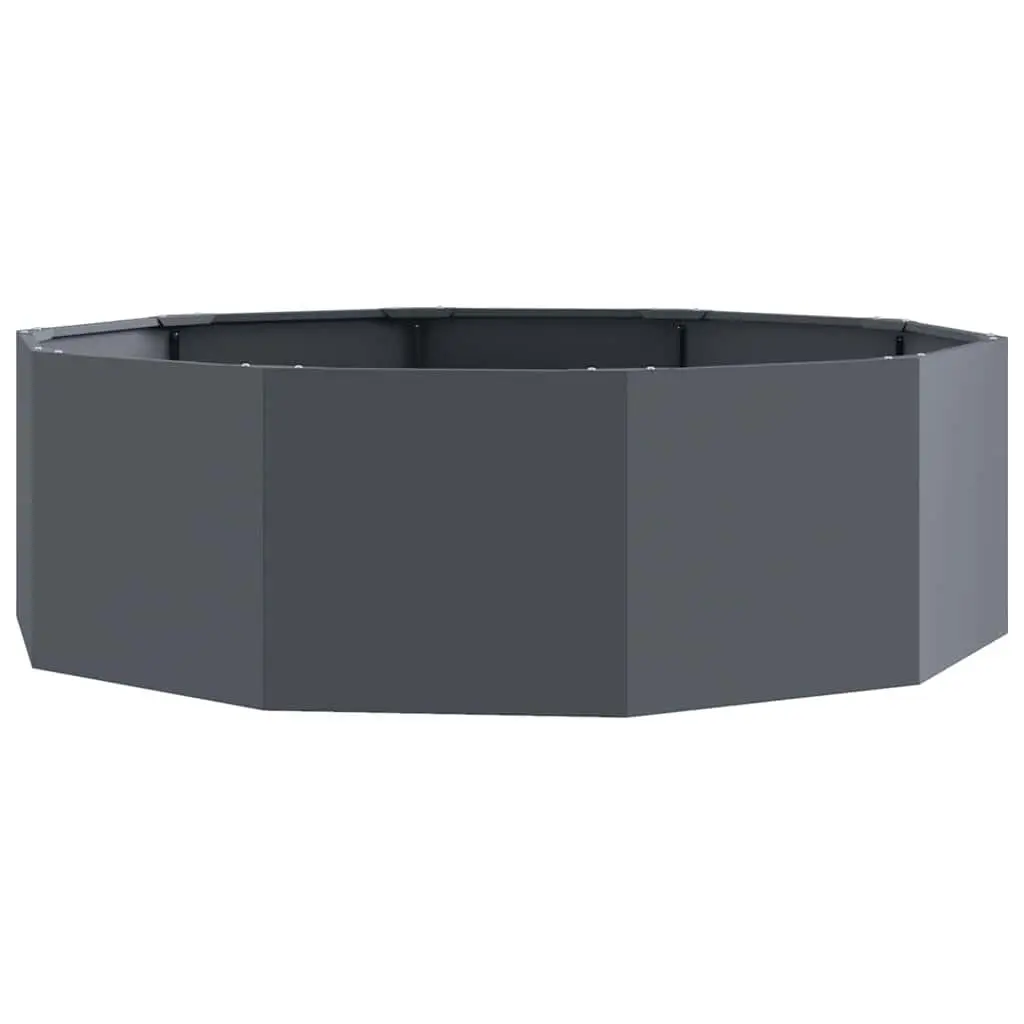 Round Garden Planter Anthracite 120x120x35cm Steel Outdoor Pot