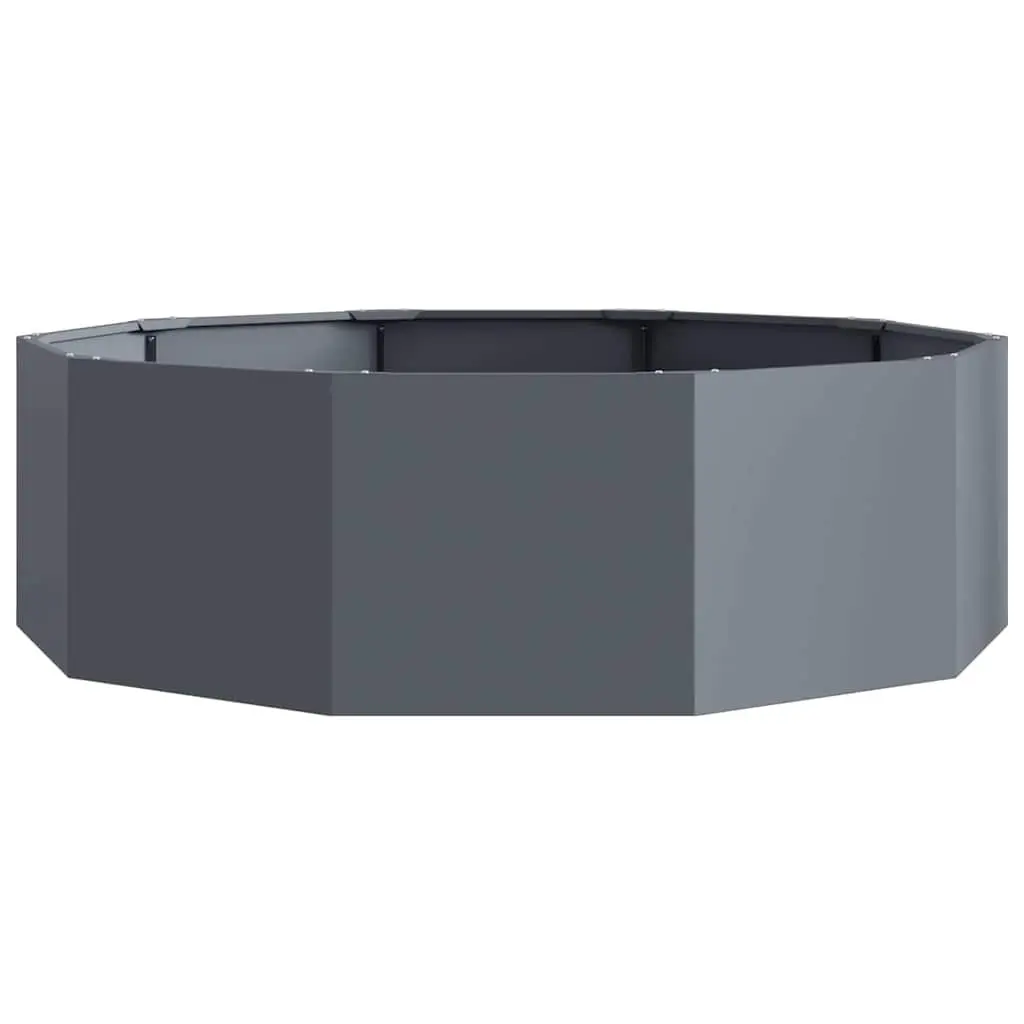 Round Garden Planter Anthracite 120x120x35cm Steel Outdoor Pot