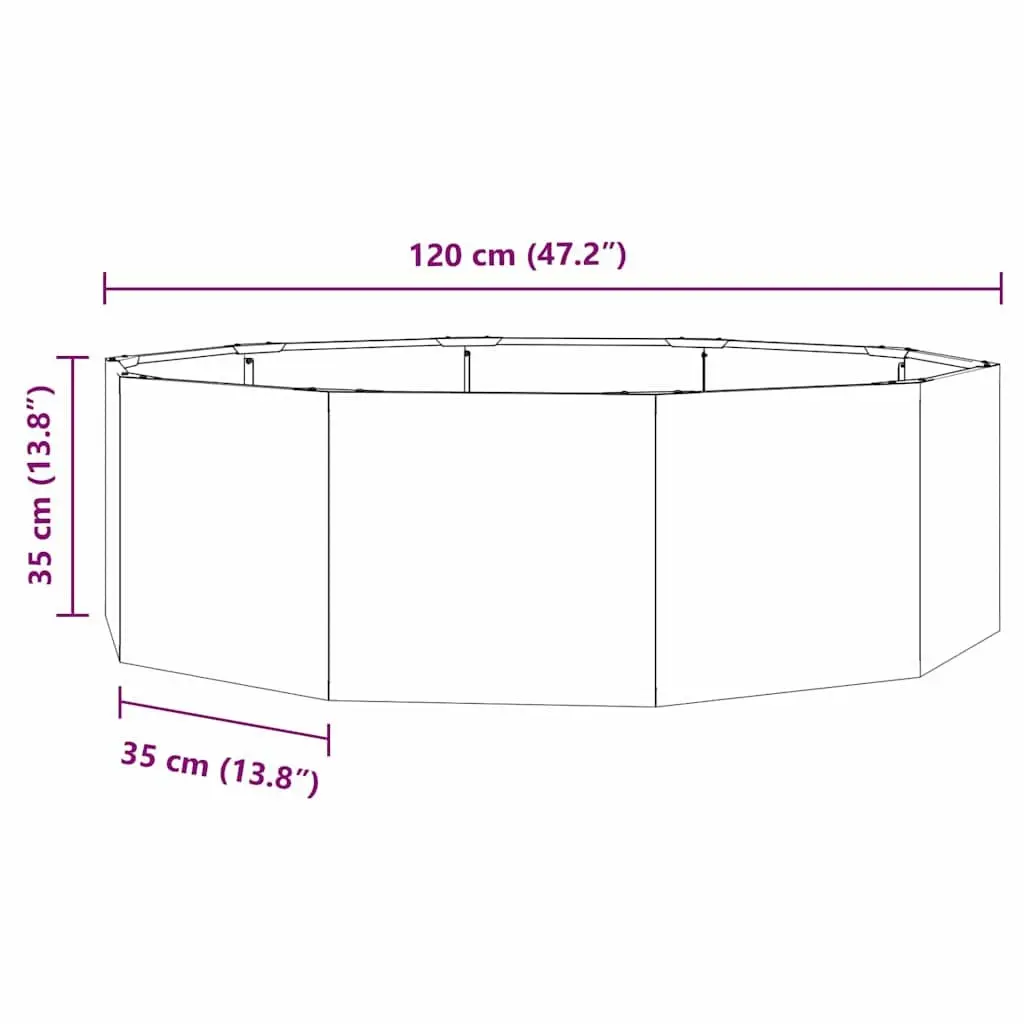 Round Garden Planter Steel 120 x 120 x 35 cm Outdoor Patio Pots Weathering