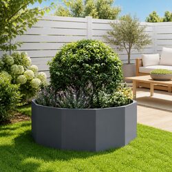 Compact and Stylish Anthracite Steel Planter 90x90x35cm