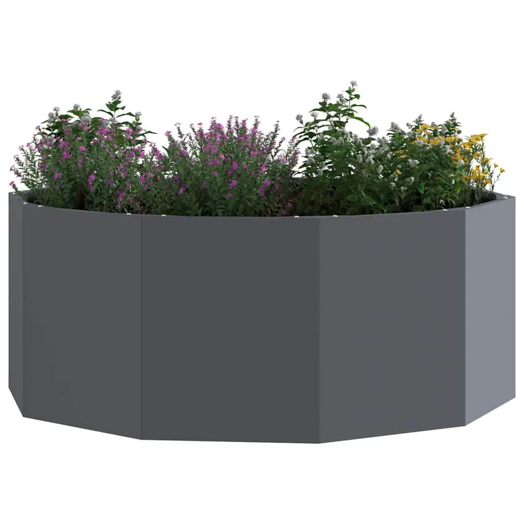 Steel Round Planter Anthracite 90x90x35cm Outdoor Garden Pot Container