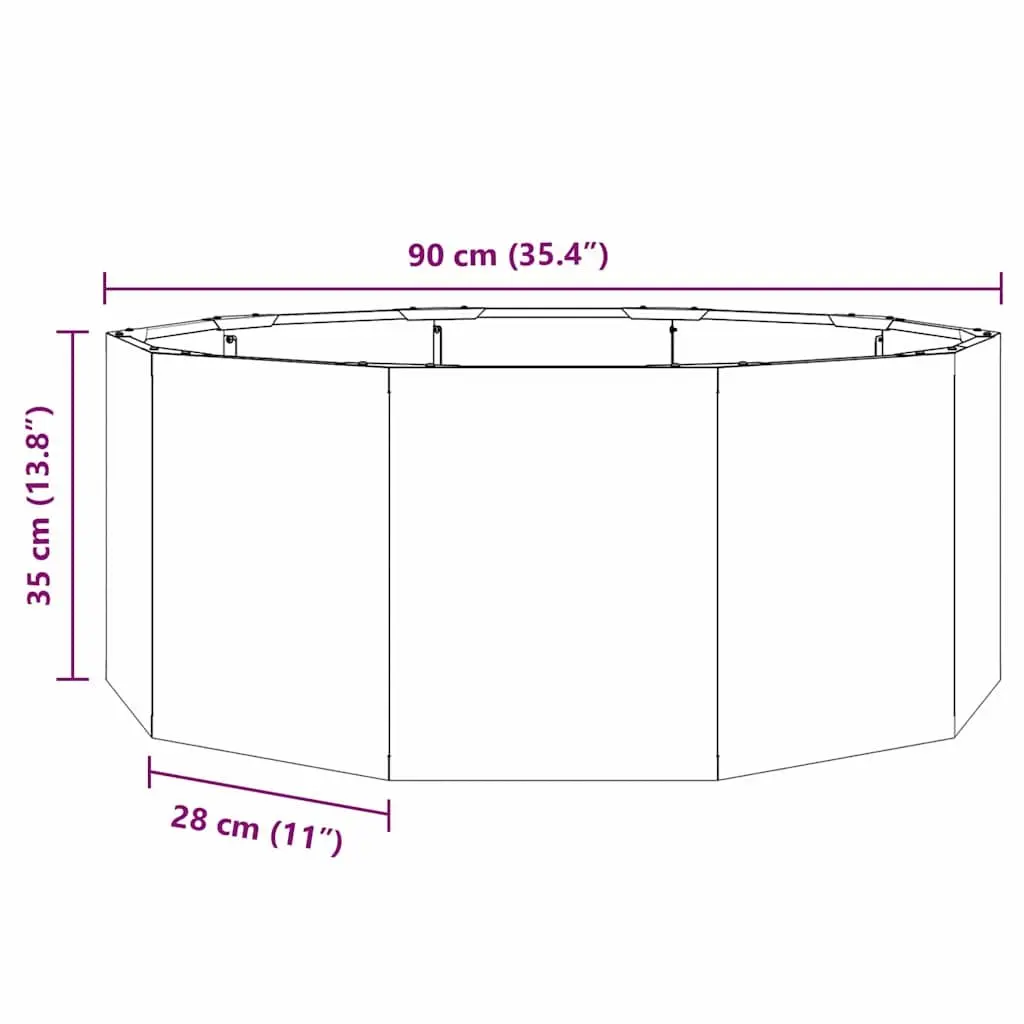 Steel Round Planter Anthracite 90x90x35cm Outdoor Garden Pot Container
