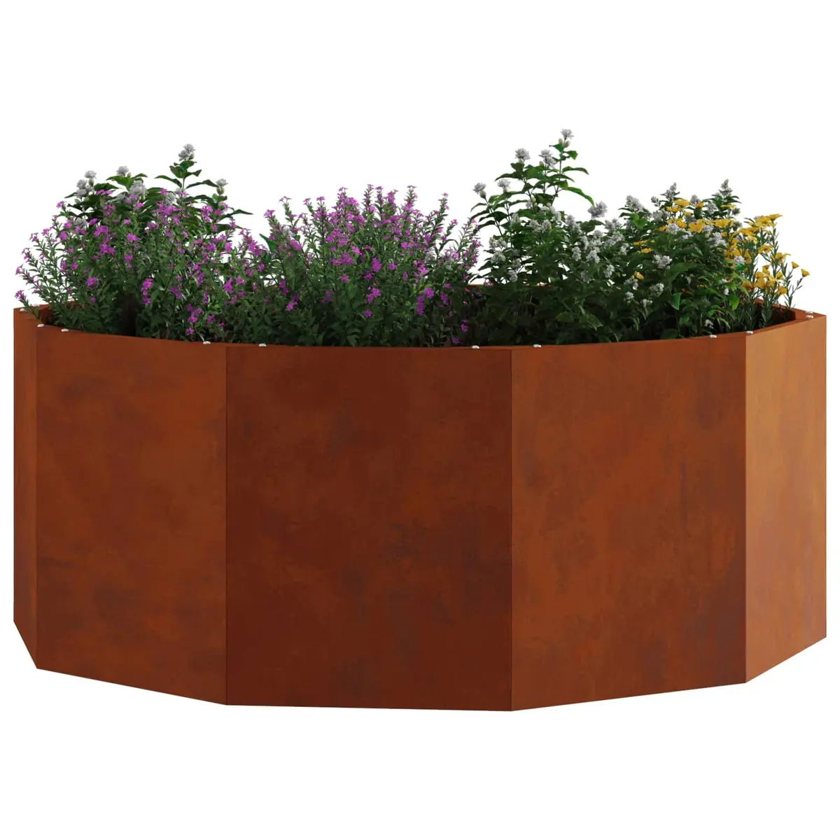 Round Garden Planter Brown 90x90x35cm Steel Outdoor Durable