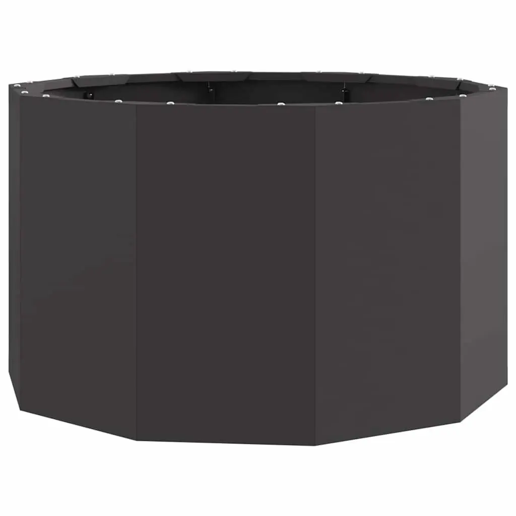 Round Steel Garden Planter 60x60x35cm Black Outdoor Patio Pot Flower Planter