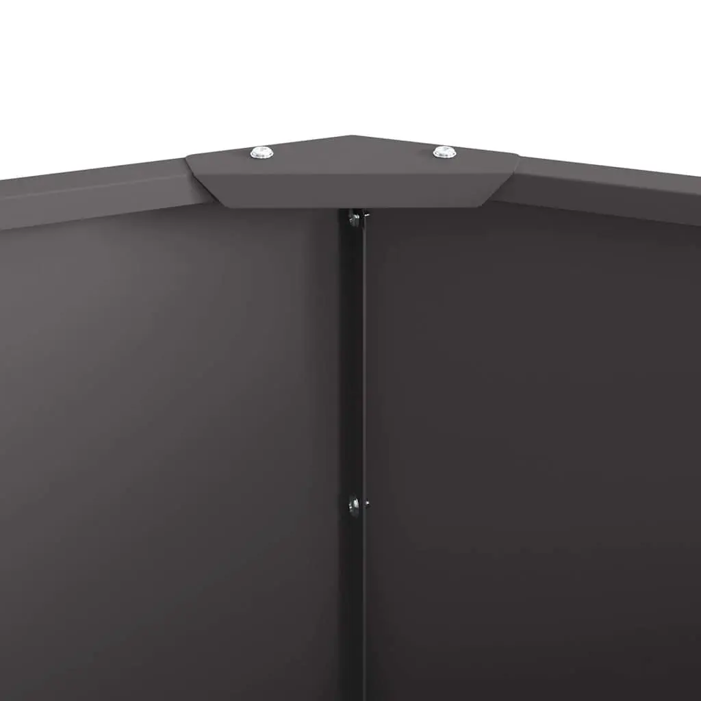 Round Steel Garden Planter 60x60x35cm Black Outdoor Patio Pot Flower Planter
