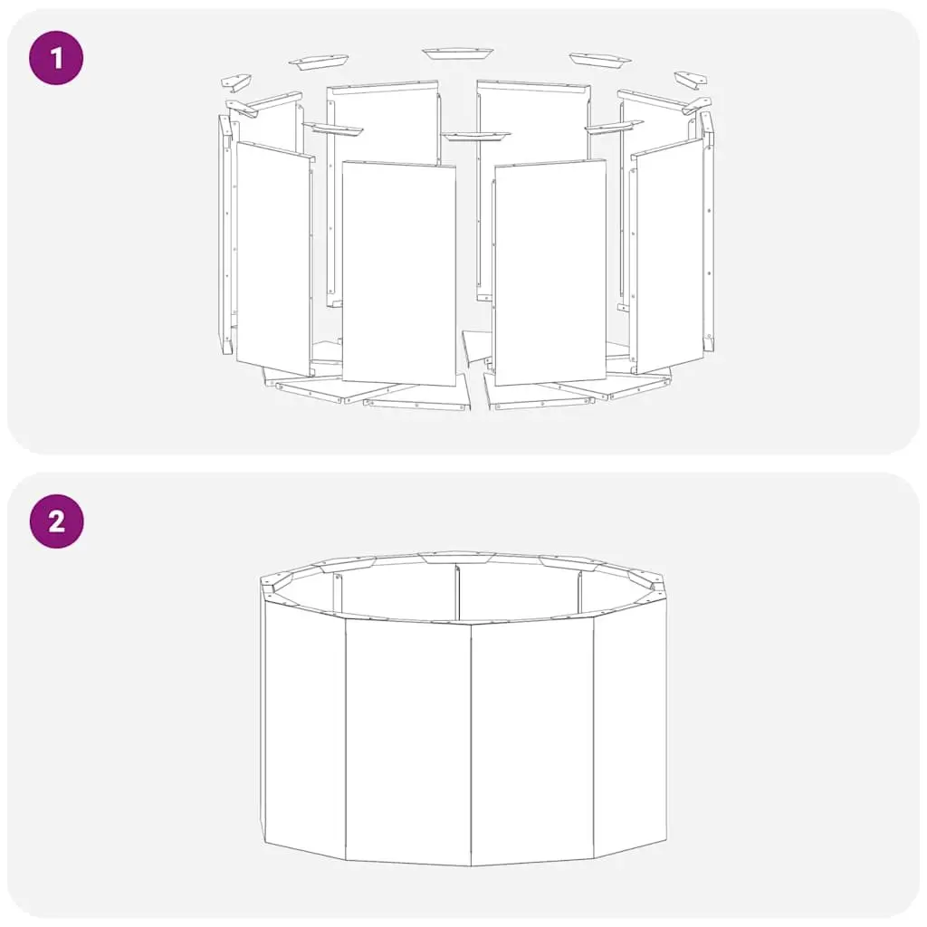 Round Steel Garden Planter 60x60x35cm Black Outdoor Patio Pot Flower Planter