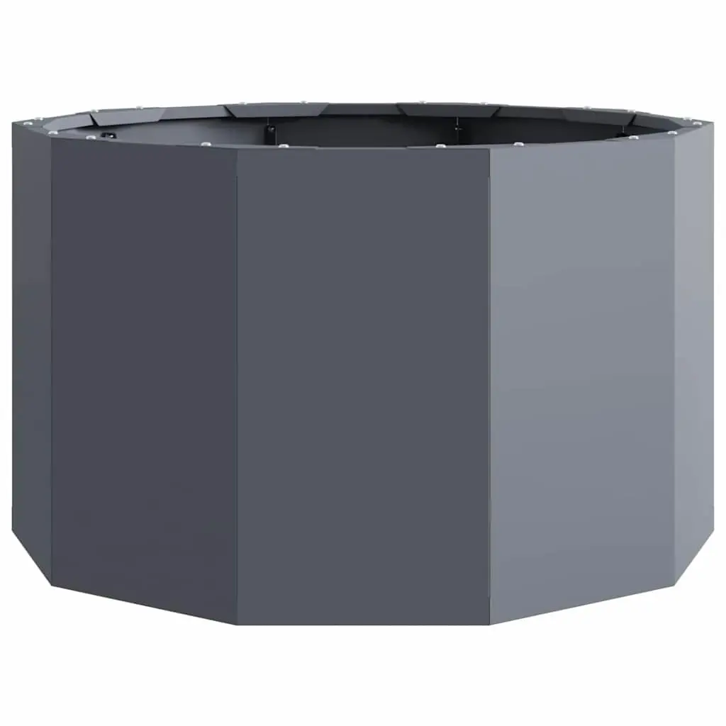 Steel Garden Planter Round Anthracite Outdoor Pot Patio Terrace Flower Container