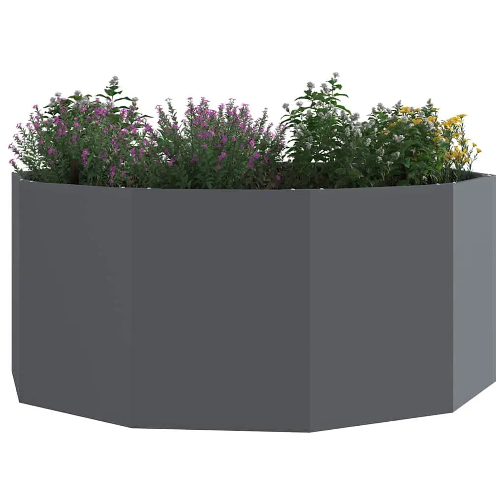 Round Garden Planter Anthracite 120x120x50cm Outdoor Steel Pot Large