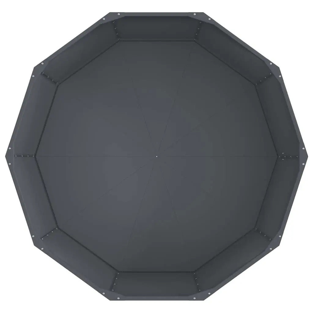 Round Garden Planter Anthracite 120x120x50cm Outdoor Steel Pot Large