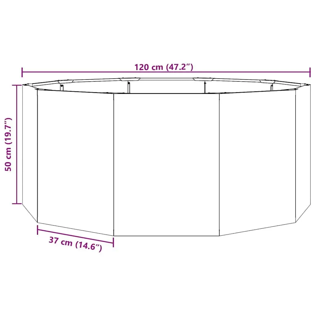 Round Garden Planter Anthracite 120x120x50cm Outdoor Steel Pot Large